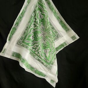 Chic Green and White Patterned Bandana